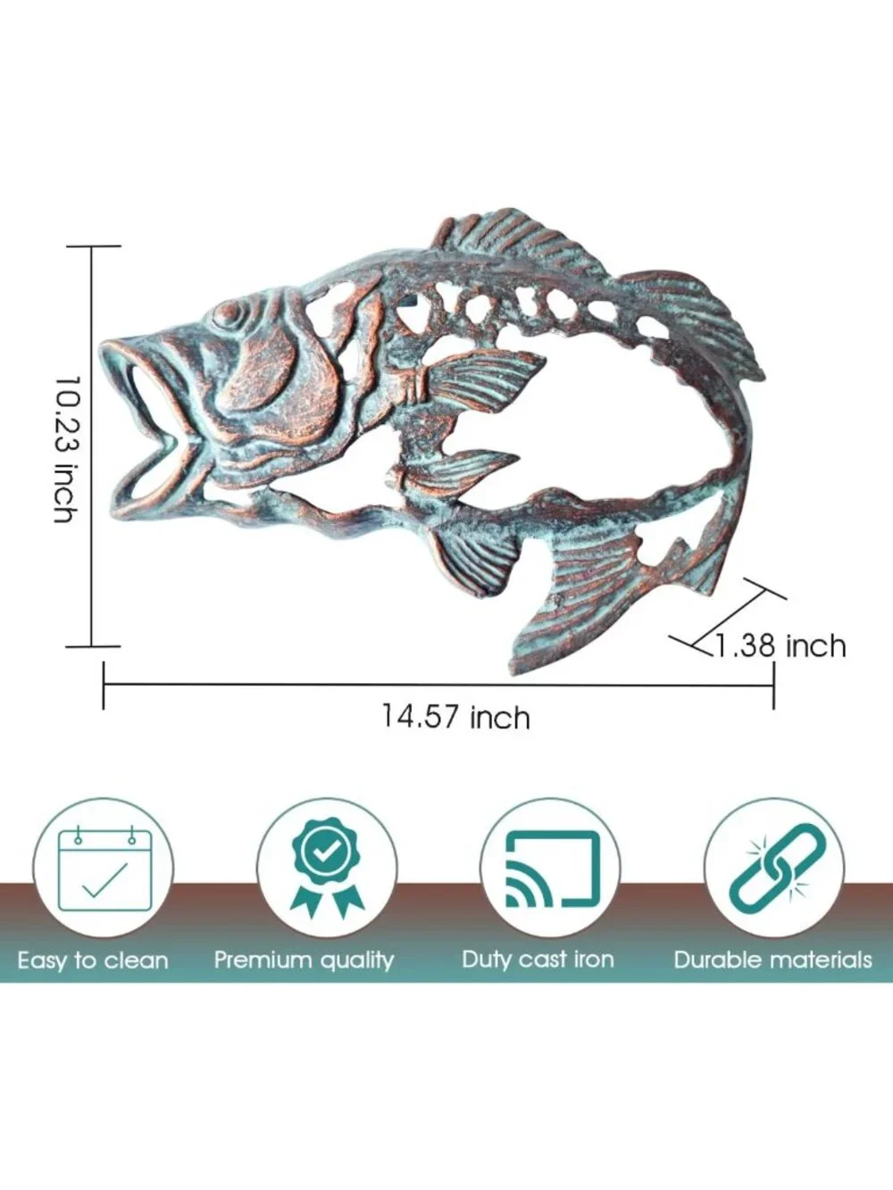 Unique Large Mouth Bass Metal Wall Art - Heavy Duty Fish Decor for Fishing